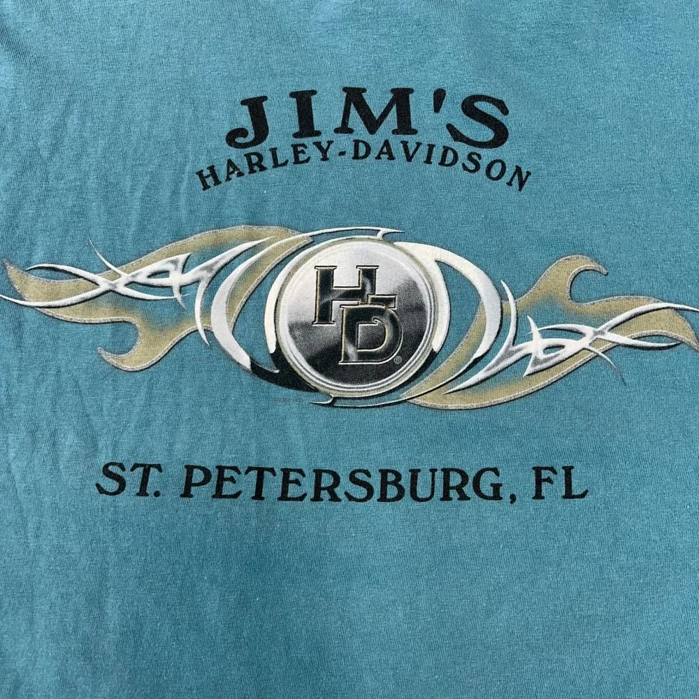 Vintage Harley Davidson Graphic Tee Mens Large Short Sleeve Florida Blue Shirt